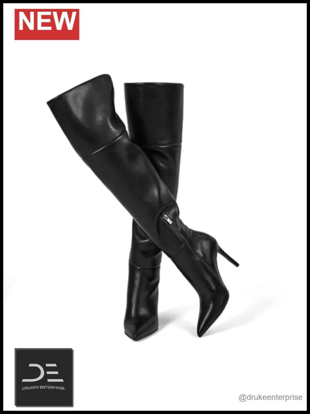 Over the Knee Boots Women Faux Leather Stiletto Heel Pointed Toe Thigh High